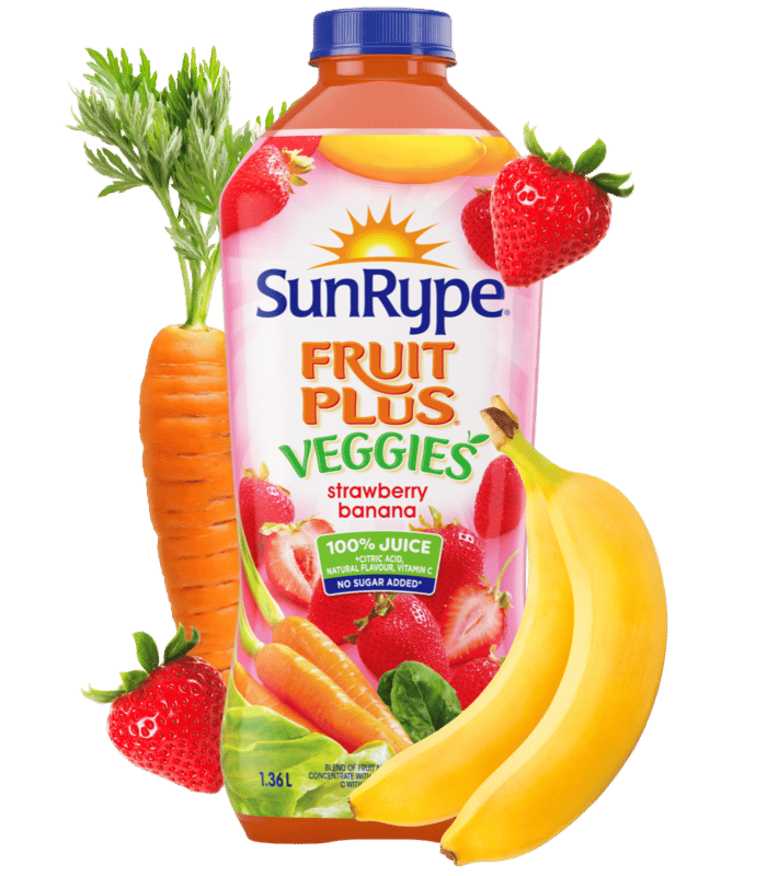 sunrype fruitplus veggies strawberry banana