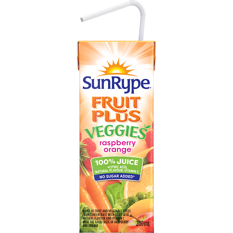 SunRype Fruit Plus Veggies RASPBERRY ORANGE Tetra 200mL