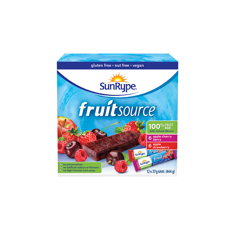 SunRype Fruitsource VARIETY PACK (CHERRY BERRY/STRAWBERRY) Carton 12 X 37g
