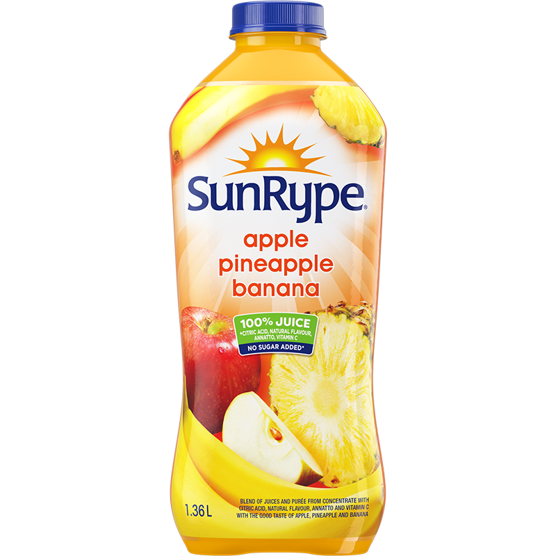 SunRype 100% Juice APPLE PINEAPPLE BANANA Plastic PET 1.36L