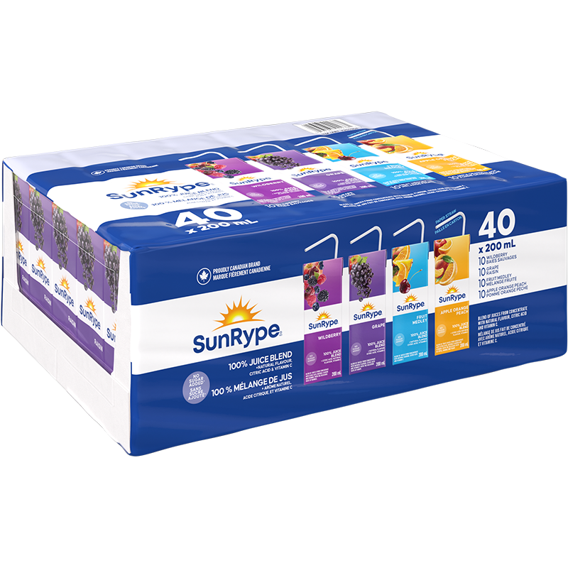 SunRype 100% Juice ASSORTED FLAVOURS Shrink 8 X5 X 200mL