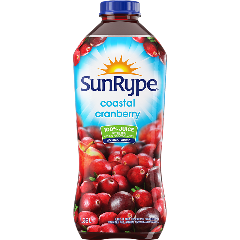 SunRype 100% Juice COASTAL CRANBERRY Plastic PET 1.36L