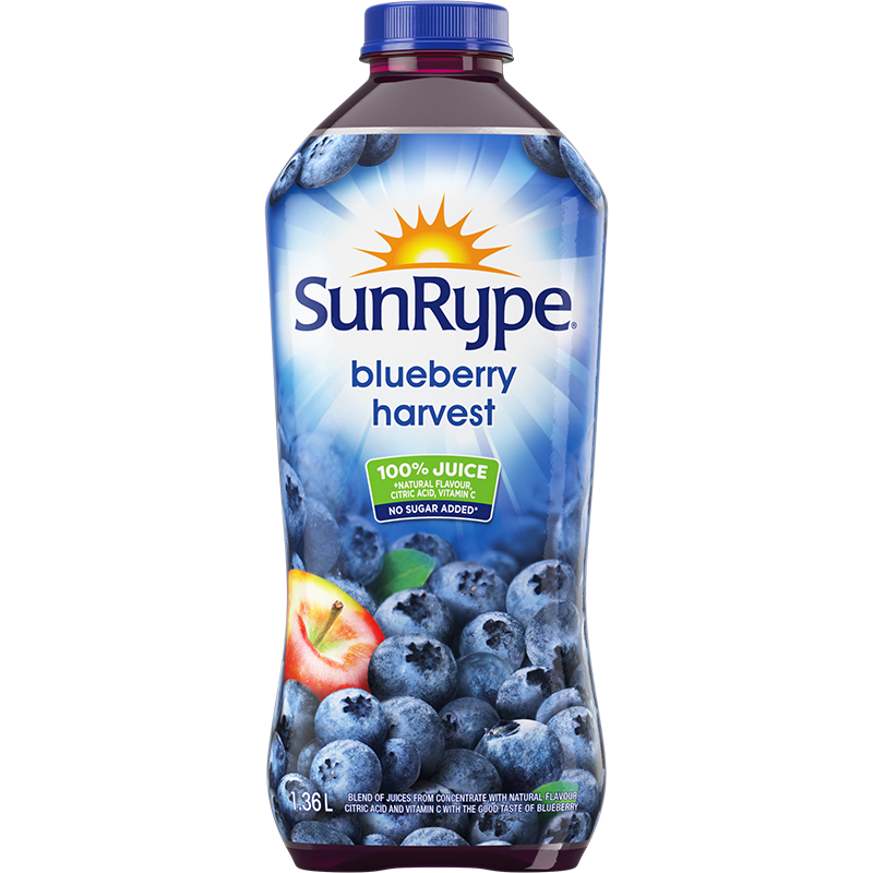SunRype 100% Juice BLUEBERRY HARVEST Plastic PET 1.36L