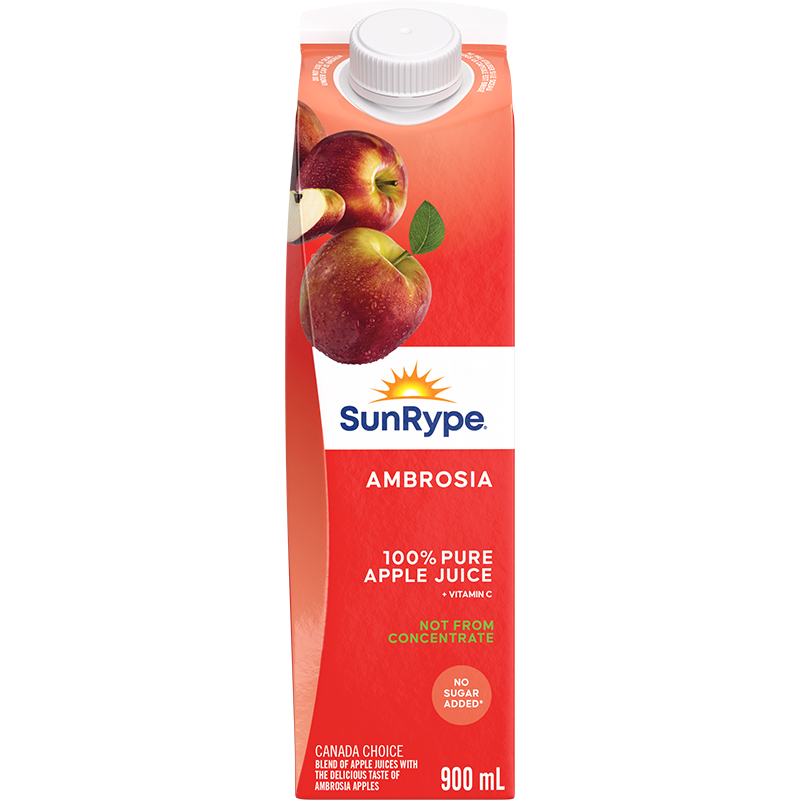 SunRype Not from Concentrate APPLE JUICE  AMBROSIA Gable Elopak 900mL