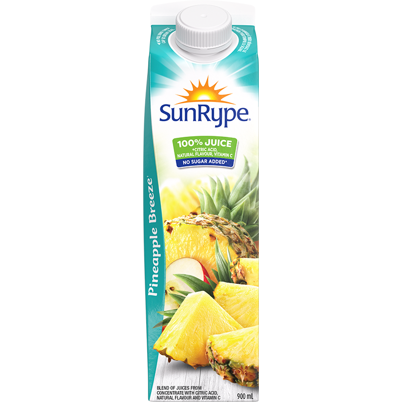 SunRype 100% Juice PINEAPPLE BREEZE Gable Rex 900mL