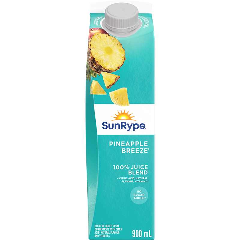 SunRype 100% Juice PINEAPPLE BREEZE Gable Elopak 900mL