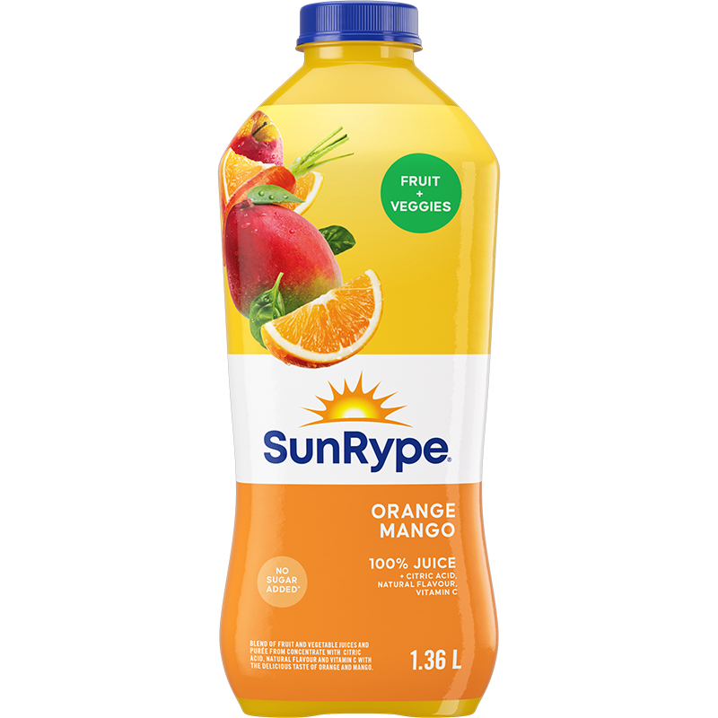 SunRype Fruit Plus Veggies ORANGE MANGO Plastic PET 1.36L
