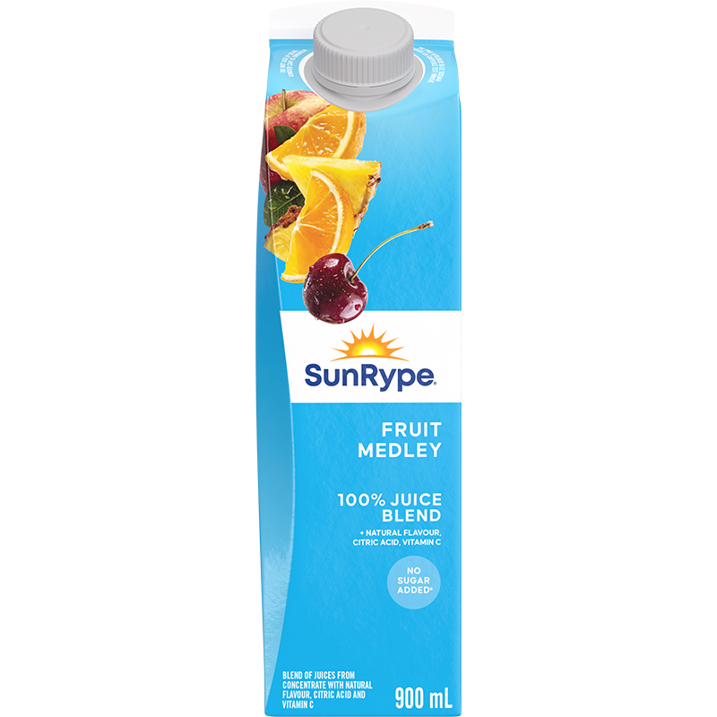 SunRype 100% Juice FRUIT MEDLEY Gable Elopak 900mL