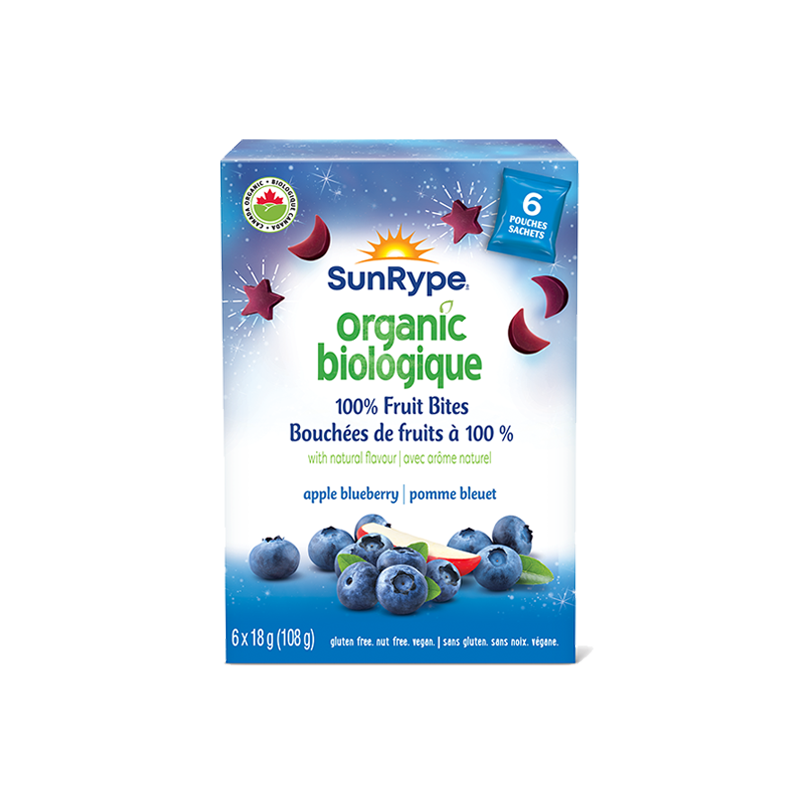 SunRype Organic APPLE BLUEBERRY Carton 6 x 18g