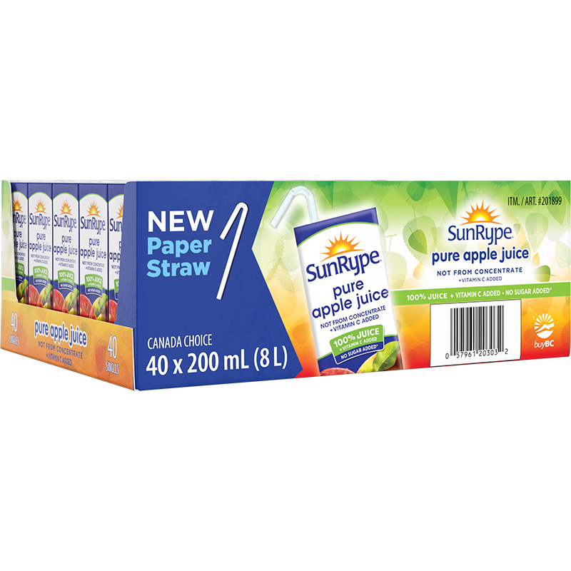 SunRype Not from Concentrate APPLE JUICE NOT FROM CONCENTRATE Carton 40 X 200mL