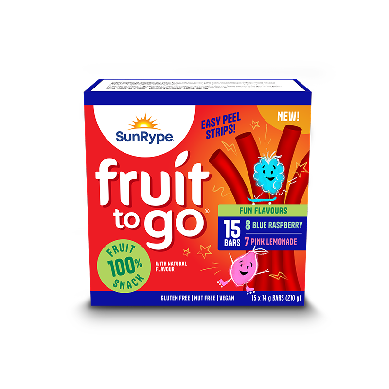 SunRype Fruit to Go VARIETY PACK (BLUE RASPBERRY/PINK LEMONADE) Carton 15 x 14g