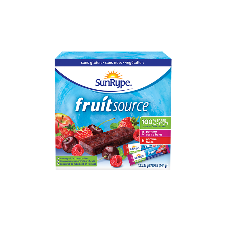 SunRype Fruitsource SAVEURS ASSORTIES (CERISE BAIES/FRAISE) Carton 12 X 37g
