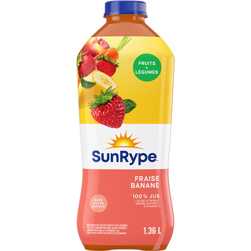 SunRype Fruits plus légumes FRAISE BANANE Plastique PET 1.36L