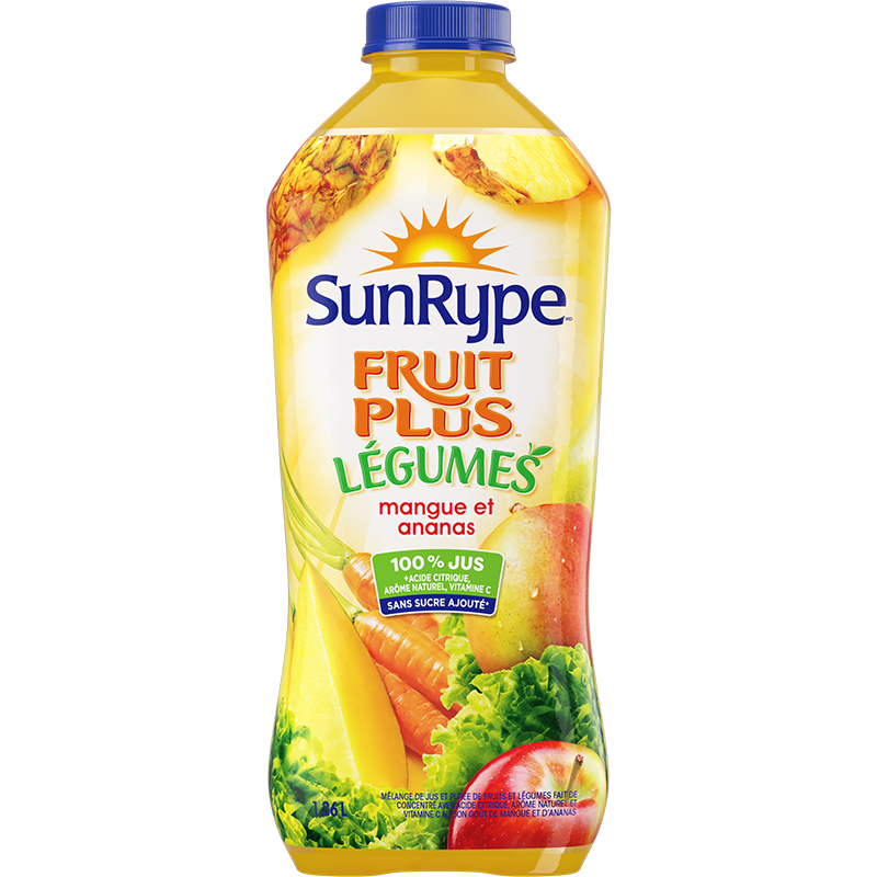 SunRype Fruits plus légumes MANGUE ANANAS Plastique PET 1.36L