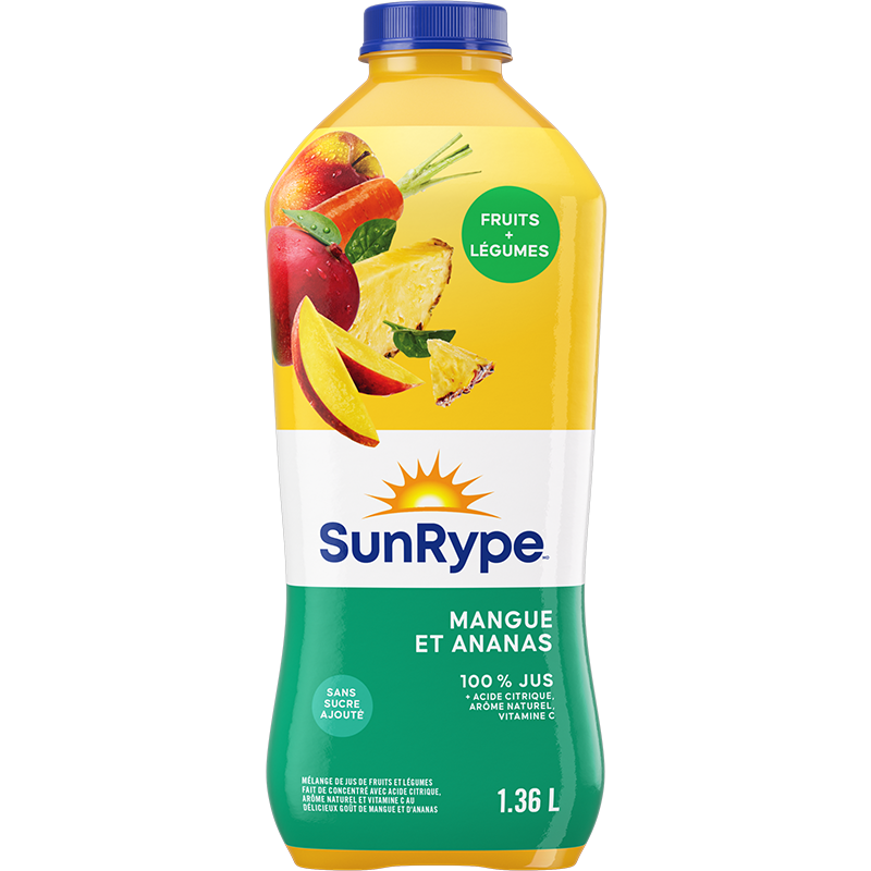 SunRype Fruits plus légumes MANGUE ANANAS Plastique PET 1.36L