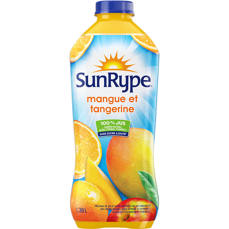SunRype 100% jus MANGUE ET TANGERINE Plastique PET 1.36L