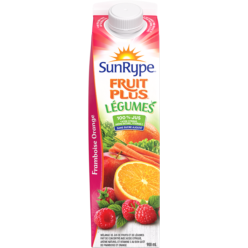 SunRype Fruits plus légumes FRAMBOISE ORANGE Gable Rex 900mL