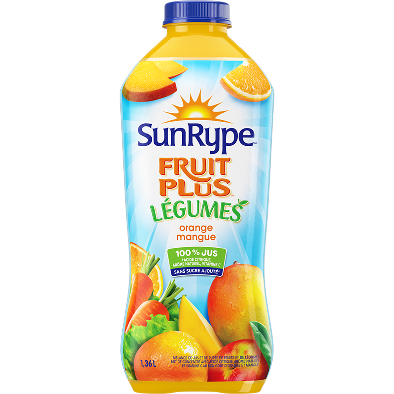 SunRype Fruits plus légumes ORANGE MANGUE Plastique PET 1.36L