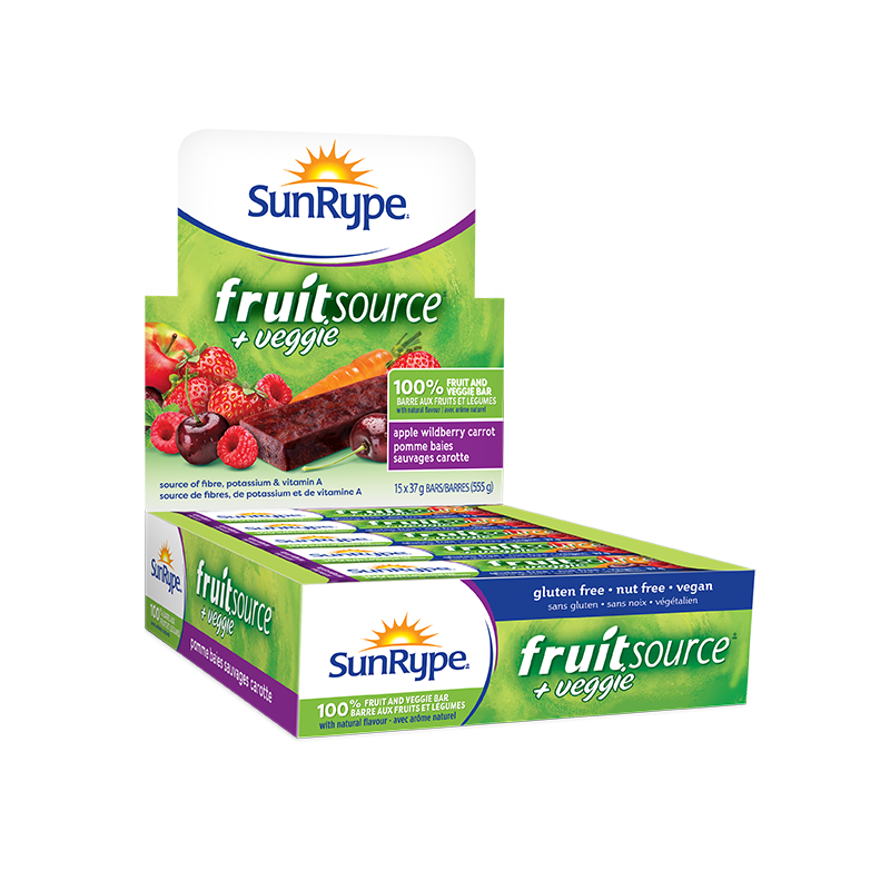 SunRype Fruitsource POMME BAIES SAUVAGES CAROTTE Carton 15 X 37g